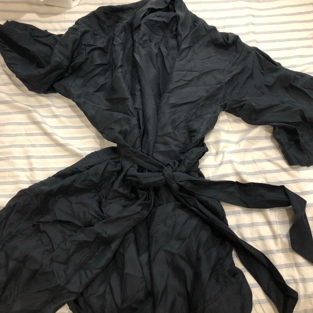 100% SILK BLACK ROBE